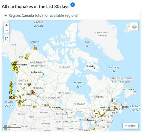 National Resources Canada Earthquake Early Warning System Stations