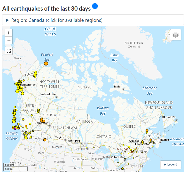 National Resources Canada Earthquake Early Warning System Stations